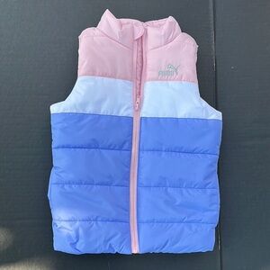 New Puma girls Pink and Blue Color Block Vest SZ 5/6